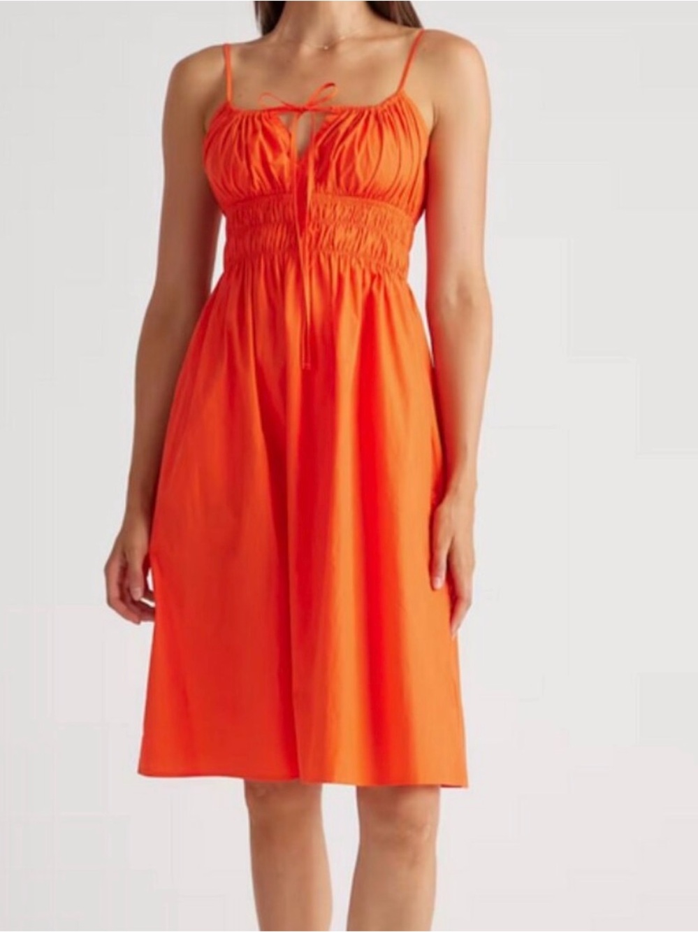 Quince Orange Spaghetti-Strap Mini Sundress